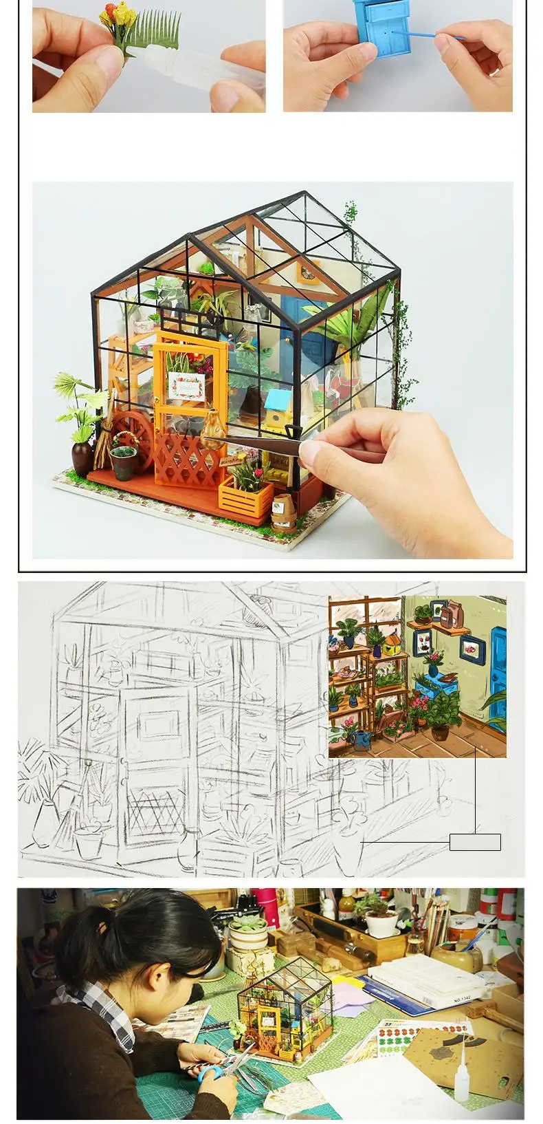 3D деревянные игрушки кукольный дом Миниатюрный DIY Каса модель строительные наборы дома с светодиодный светильник мебель дом игрушка для детей подарок
