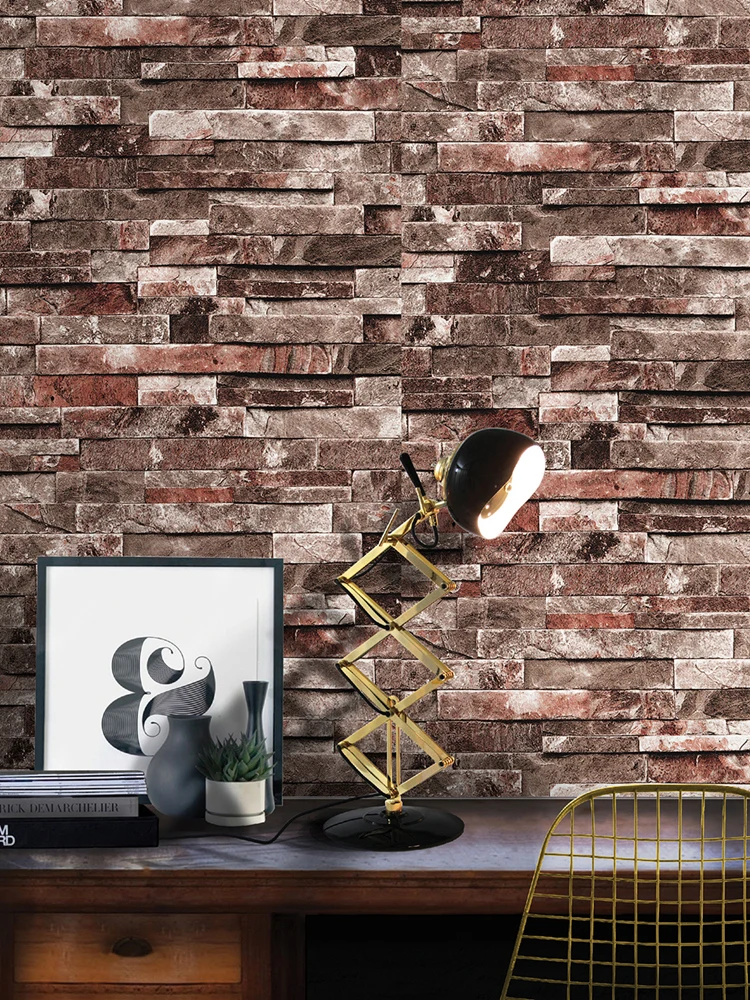 

Retro Peel and Stick Faux Brick Wallpaper Brown/Red Vinyl Self Adhesive Wall Paper Design For Walls Bathroom Bedroom Home Decor