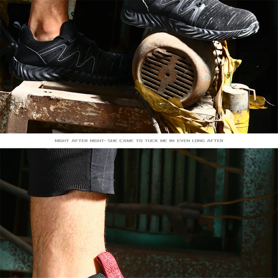 Outdoor Breathable Fly-knit Work Shoes; Non-slip Deodorant Men's Boots; Anti-smashing Anti-piercing Indestructible Safety Shoes