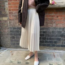 Dreamy Женская плиссированная юбка эластичная талия Женская весенне-осенняя длинная юбка красивая Jupe Longue Falda Larga Gonne'll Saia