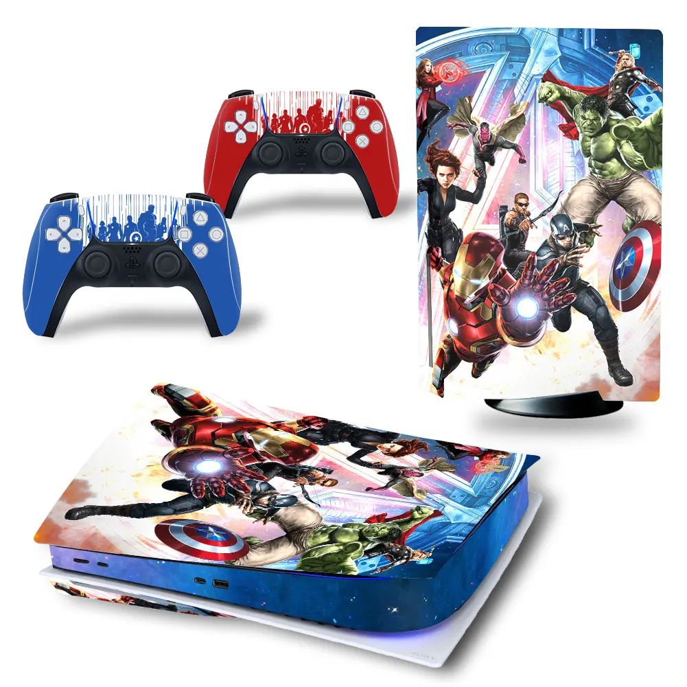 Marvel Iron Man PS5 Disk Skin Sticker Decal Cover for PlayStation 5 Console and 2 Controllers PS5 Disk Skin Sticker Vinyl 