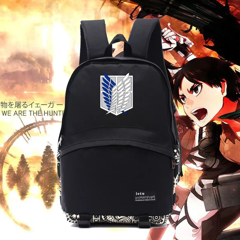 

Attack on Titan Rucksack Backpack Canvas Printing School Teenagers Travel Shoulder Bag Cosplay Prop