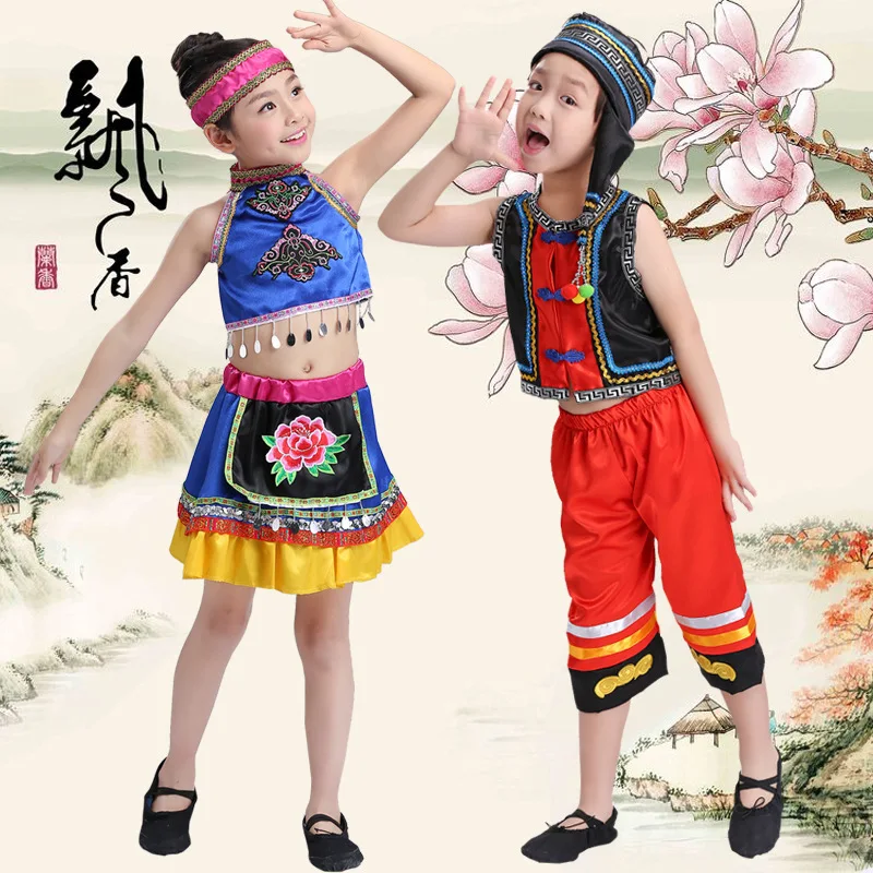 

Miao Nationality Children Performance Clothing National Minority Nation BOY'S Cucurbit Flute Performance Costume Zhuang Dai Nati