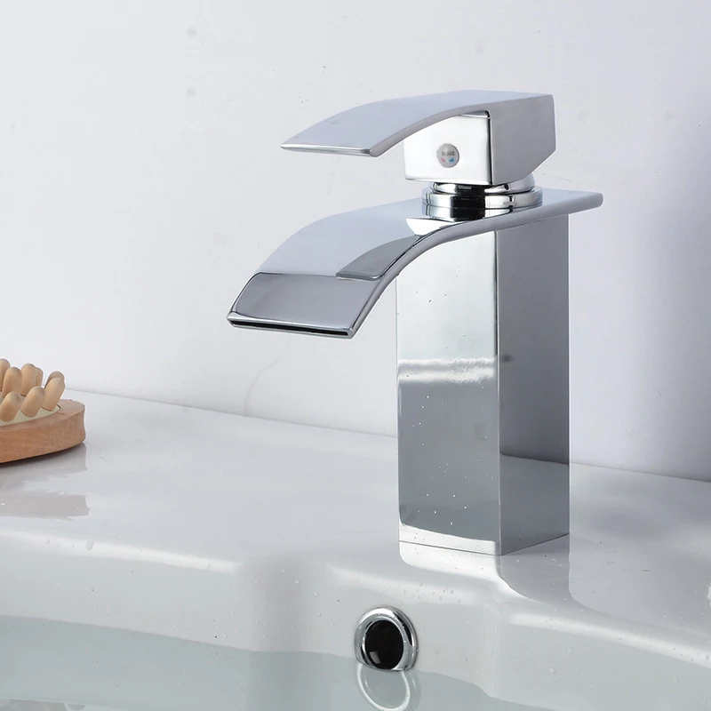 

Cross Border for New Style Square Basin Faucet Wide-Mouth Waterfall Faucet Bathroom Basin Hot And Cold Faucet