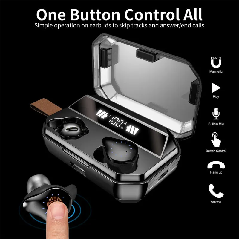 

In-ear Bluetooth Earphones Wireless Earphone Waterproof Headsets With Micphone 8000mAh Charge Box LED Display Earbuds X12 TWS