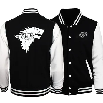 

2019 Winter New Jacket Man Streetwear Hot Sale Baseball Bomber Jackets Mens Game Of Thrones House Stark Winter Is Coming Print