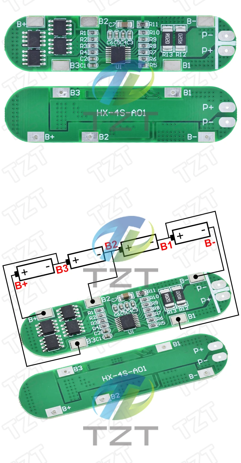TZT 1/3/5PCS 4S 14,8V 12A Li-Ion Lithium-Batterie 18650 Ladegerät-Schutzplatine 16,8V – Detail 5