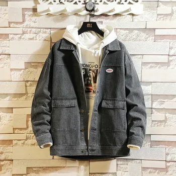 

bomber jacket men casual brand mens jackets and coats 2020 spring new style vintage denim loose J26T