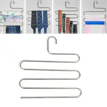

2 Pcs Pants Hangers S-type Stainless Steel Rack 5 Layers Closet Hanger Storage Rack for Clothes Towel Scarf Tie HUG-Deal