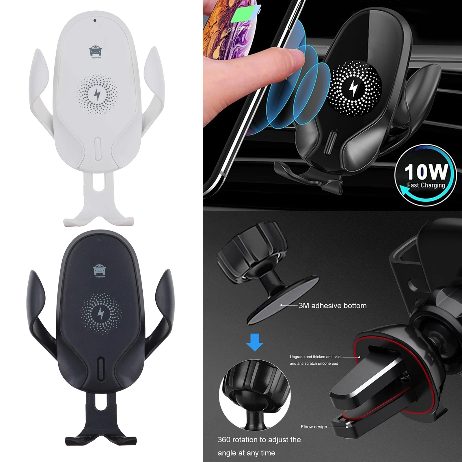 Wireless Car Charger, 10W Qi Fast Charging Car Mount Charger Holder for Samsung Galaxy S8/S8+/S7/S7 edge/S6/S6edge/Note8/Note9