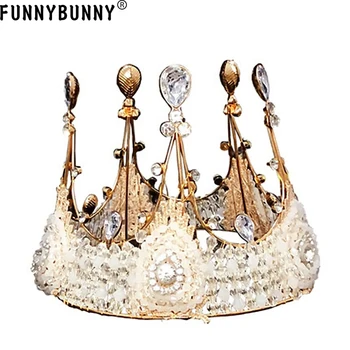 

Wedding cake top hat decoration headdress bride crystal pearl crown kids birthday party gift