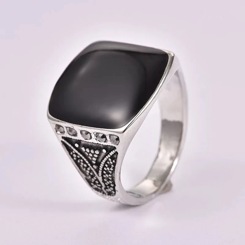 

Vintage Punk Rock Style Black Electroplated Enamel Ring Jewelry Men Ring Mens Ring Gifts for Men