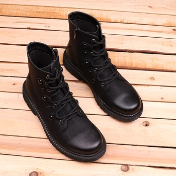 

2019 New Leather Ankle Boots Autumn Winter Men's Boots Fashion Motorcycle Boots Outdoor Working Snow Boots Men Shoes