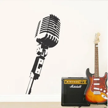 

Music studio Vinyl Wall Decal Microphone vintage music producer Wall Stickers Art Home decor microphone Pattern Removable Z425