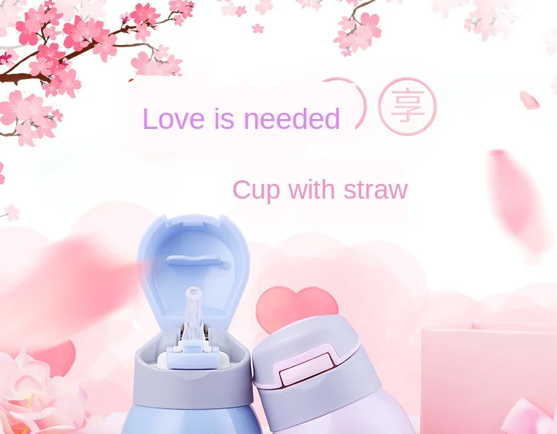 Pupils Vacuum Flask with Straws, Adults, Pregnant Womens Cups, Large-capacity Drinking Straws, Cups, Children Go Out and Carry