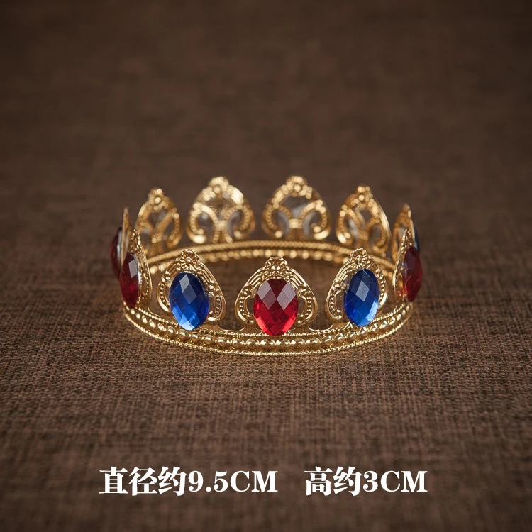 Черный Cretive барочная корона король ребенок полный детский золотой драгоценный камень фотография маленькая тиара Корона Новорожденный Фотография реквизит - Цвет: Черный