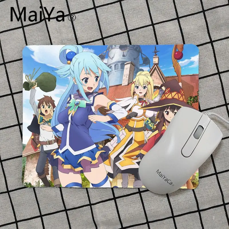Maiya высокое качество Konosuba Megumin аниме уникальная настольная панель коврик для игровой мыши Лидер продаж подставка под руку мышь - Цвет: No Lock Edge18x22cm