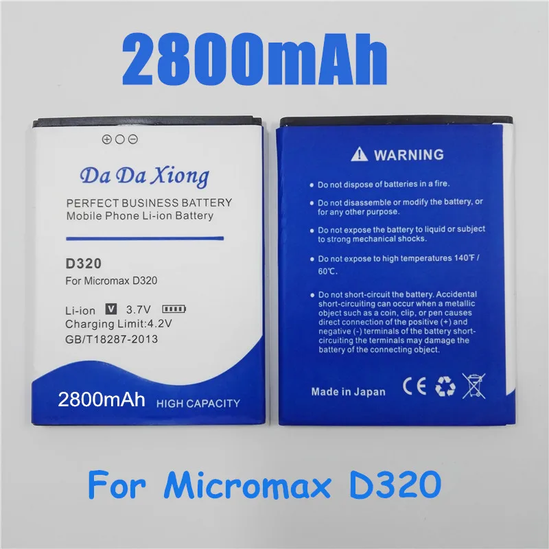 

High Quality 2800mAh D320 Li-ion Battery Capacity For Micromax