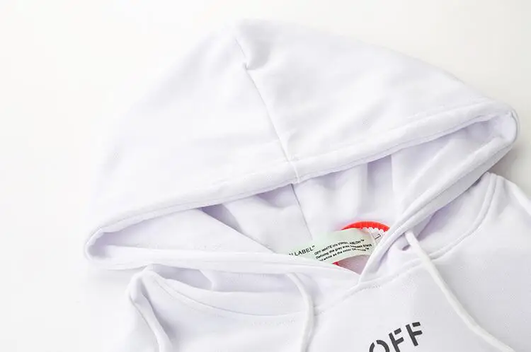 18ss Off-White пожарный пояс Предупреждение для мужчин/женщин Пара моделей Осень Зима Повседневная хлопковая свободная толстовка с капюшоном куртка