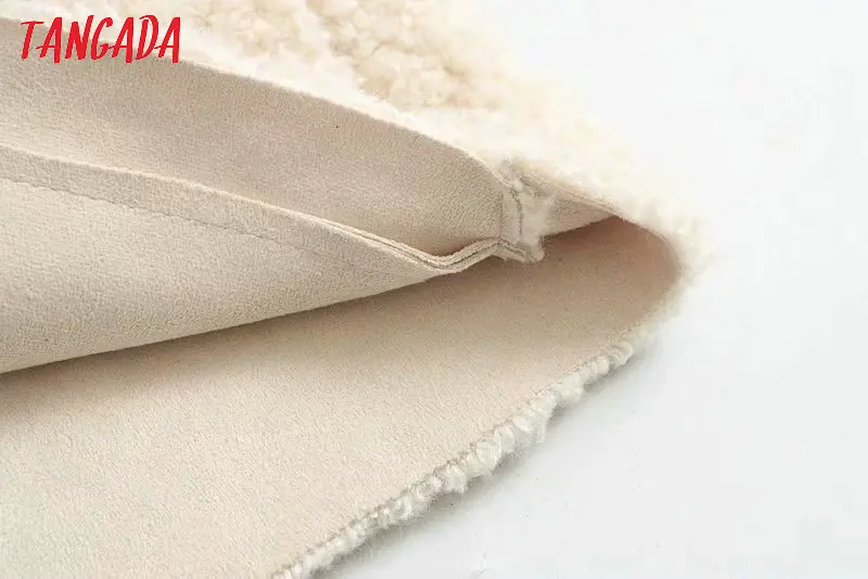 Tangada женское короткое стильное белое плюшевое пальто зимнее женское пальто больших размеров винтажное пальто с длинным рукавом 4M133