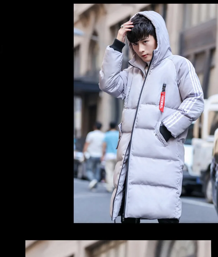 Gray Tcyeek мода плюс размер длинная парка Hombre зимняя куртка мужская толстое теплое пальто с капюшоном повседневное тонкое пальто Hiver D330 - Цвет: Gray