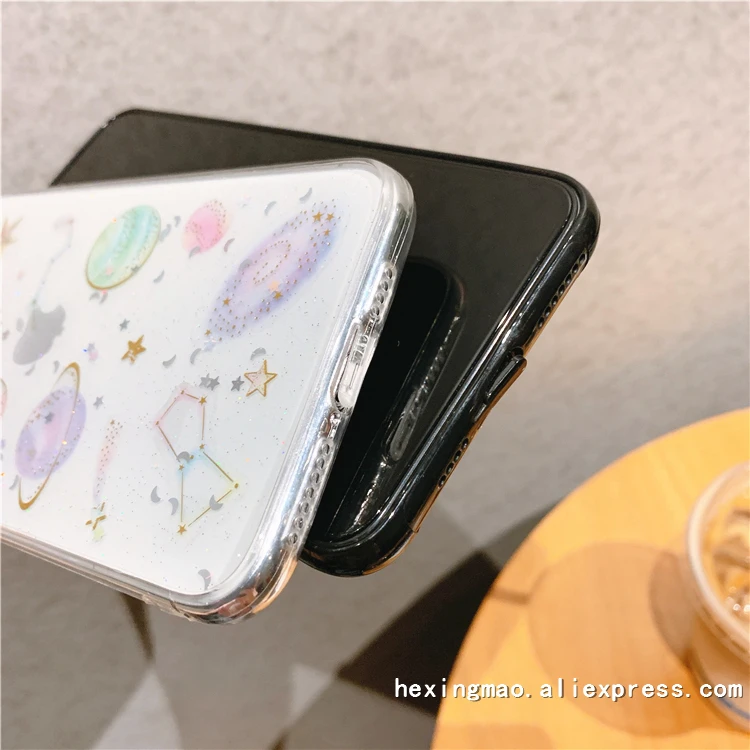 Роскошный фольга звездное небо чехол для телефона для iphone 11promax XR XSMAX чехол для iphone X 6 7 8 Plus чехол s модный милый чехол