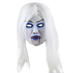 Маска для Хэллоуина длинные волосы демон мягкий реалистичный реквизит для фестиваля взрослых ужас Латекс страшный подарок маскарад