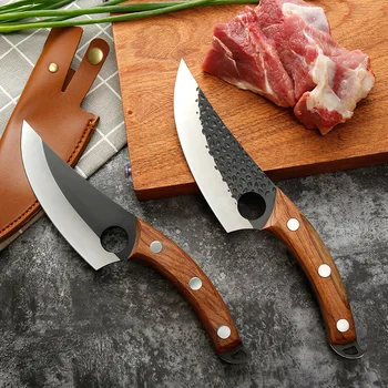 

Handcrafted Boning Knife with Full Tang Ebony Handle Sharp Cleaver for Beef Chicken Chef Butcher Kitchen Knife