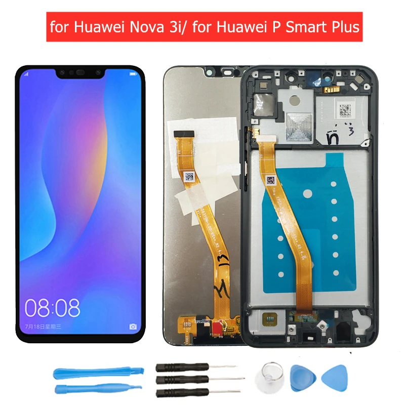 Black Mobile Phone Replacement Accessories LCD Screen and Digitizer Full Assembly with Frame for Huawei Nova 3i Color : Black