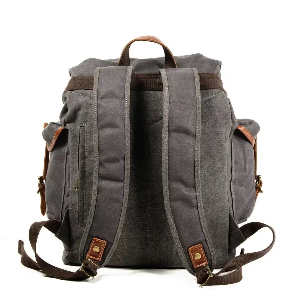 Vintage Canvas Backpacks For Men Oil Wax Leather Travel Backpack Waterproof Laptop School Daypacks Retro Bagpack Large Capacity