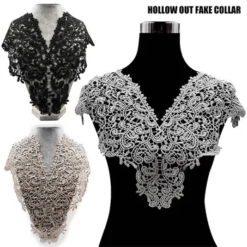 

Newly Elegant Lace Embroidered Fake Collar Hollow Front Back Collar V Style Neck DO99