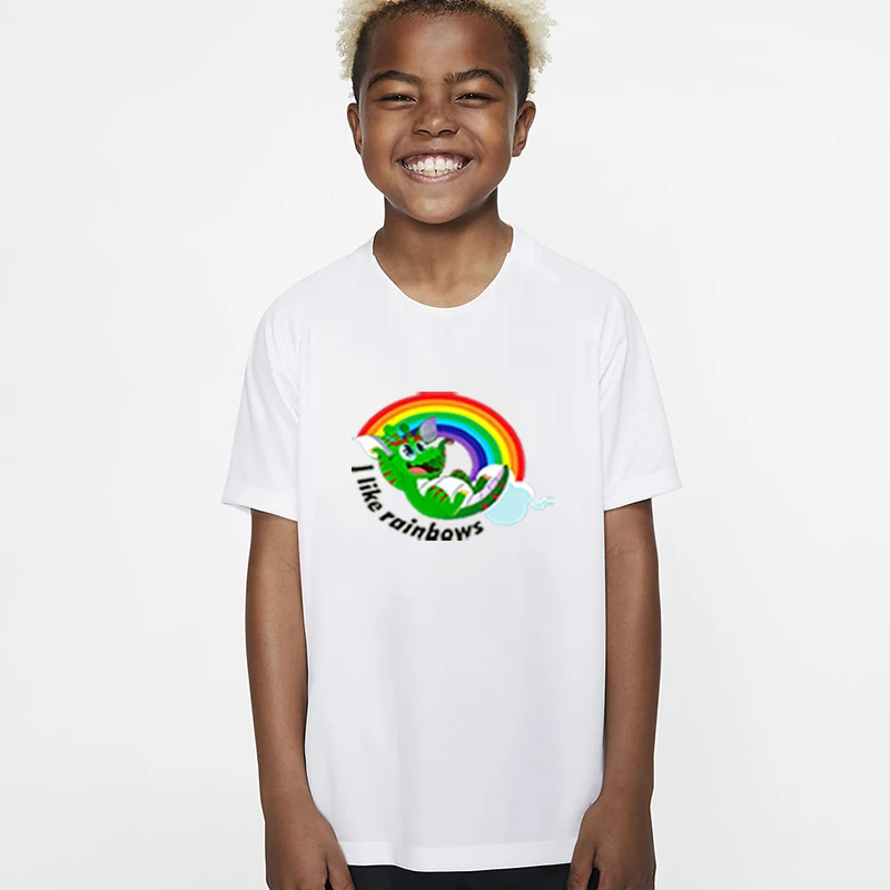 Rainbow Dragon Tshirt Unisex Boys Clothes Baby T Shirt Cotton Short Sleeve Tops Girls Baby T-Shirt for Teenager Casual Camiseta