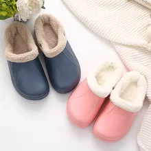 Зимние меховые тапочки для мужчин; теплые домашние тапочки; мужские водонепроницаемые садовые Сабо; тапочки; домашняя обувь; тапочки; мужская обувь