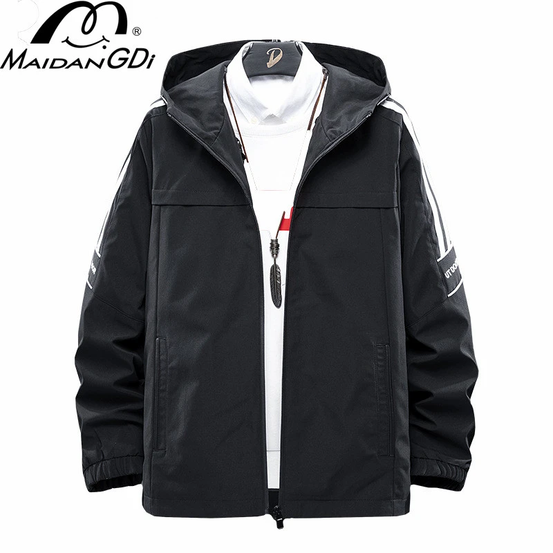 

MAIDANGDI Men's 2020 Spring Hot Sale Jacket Male's Autumn Slim Fashion Solid Color Coats Teenager 100% Cotton Popular Streetwear