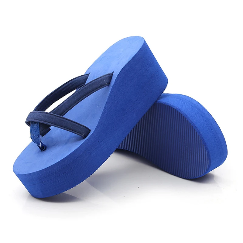 

2020 Platform Sandals Women High Heel Zapatillas Summer Shoes Fashion Straped Slippers Beach Flip Flops Solid Slides Women