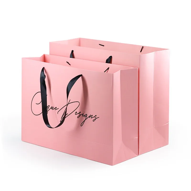 Hot Pink Gloss Gift Bags, Cub 8x4x10, 10 Pack