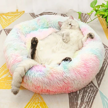 

Long Plush Dog Beds Calming Bed Hondenmand Pet Kennel Super Soft Fluffy Comfortable Dounts Sofa For Large Dog Cat House