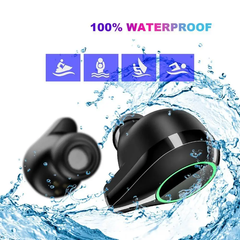T9 TWS Беспроводные Bluetooth 5,0 наушники IPX7 водонепроницаемая коробка для наушников зарядное устройство 7000 мАч спортивные мини стерео наушники для плавания 6D Earpho K4U8