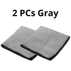 Premium Waffle Weave Fast Dry Detailing Towels - 40x40cm Plush Cleaning Cloths (Gray 2pcs)