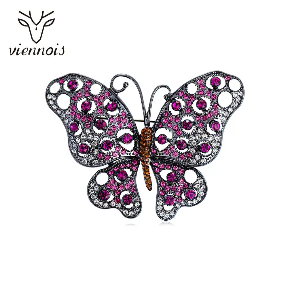 Viennois модная женская бижутерия синяя/темно розовая бабочка циркон брошь со