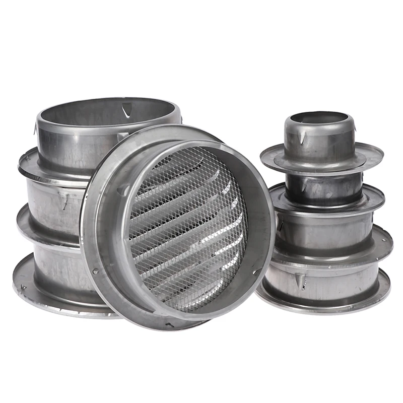 1PC Stainless Steel Exterior Wall Air Vent Grille Round Ducting Ventilation Grilles 70-200mm