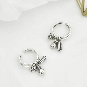 

South Korea Dongdaemun New Style Fine Silver Immediately Richness Ring Women's Fashion Simple Retro S925 Silver My Little Ring