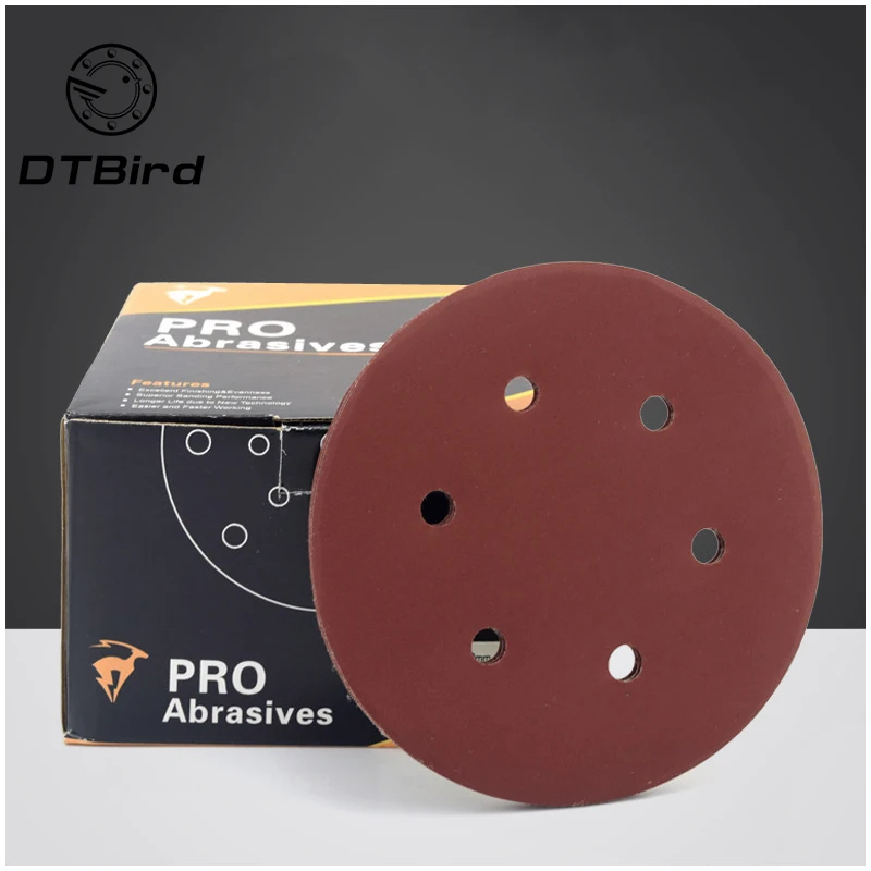 10PC Round Dry Sanding Paper " 6 Hole Car Scratch Putty Polishing Paint Polishing Wall Flocking Red Sand 150 Mmm High Quality