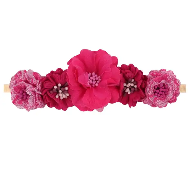 Floral Girls Headbands Newborn Baby Elastic Princess Hairbands Kids Pearl Flower Fresh Style Cute Hair Accessories Diademas 15