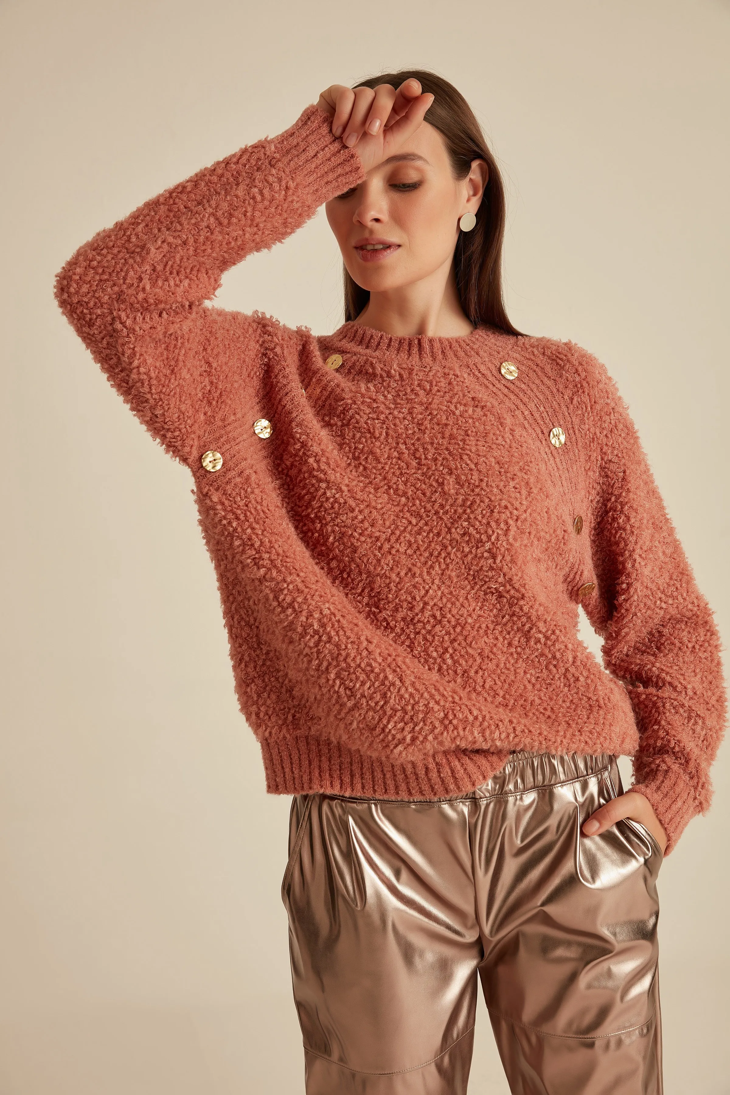 

Button Bike Collar Knitwear Sweater