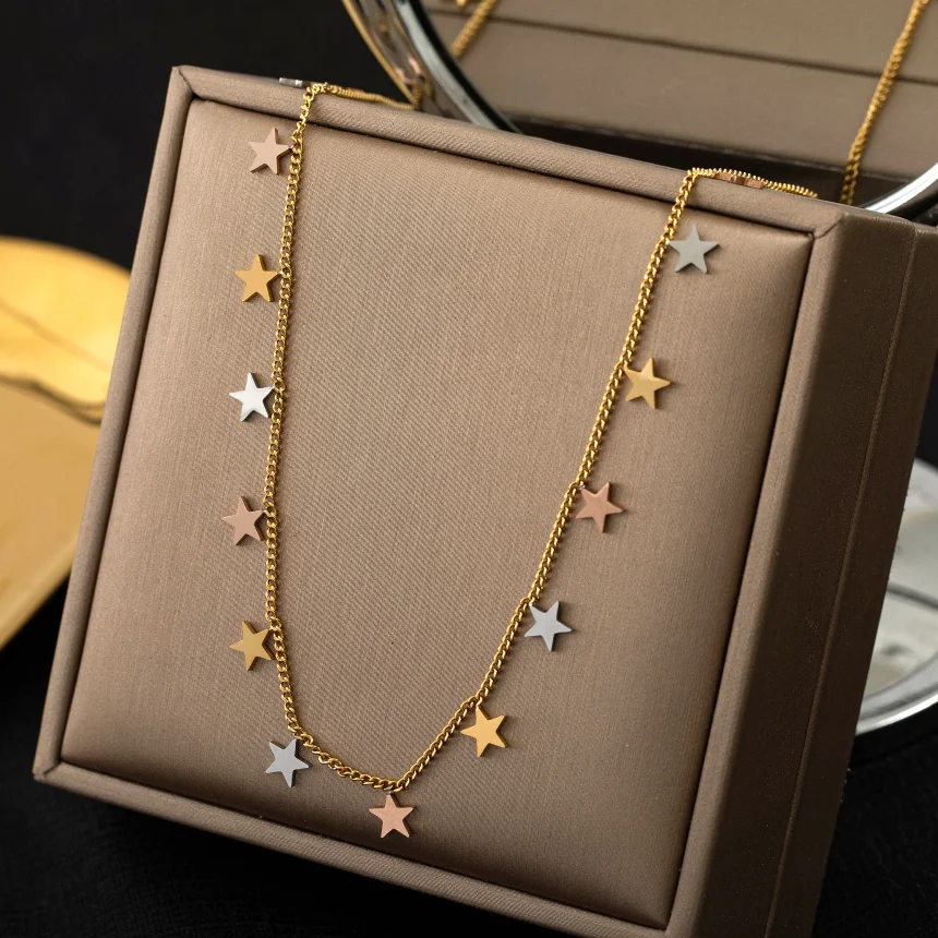 316L Stainless Steel 2022 New Fashion Upscale Jewelry Welding Three Colors Stars Charms Chain Choker Necklaces Pendant For Women | Украшения