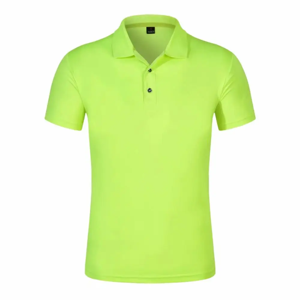 Fluorescent green Мужская и женская летняя рубашка поло с принтом логотипа на заказ, модная Повседневная рубашка поло с коротким рукавом для работы - Цвет: Fluorescent green