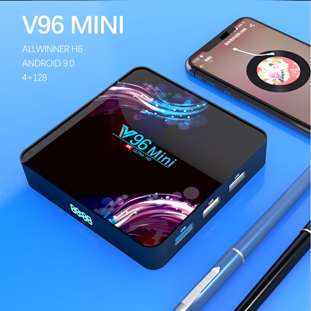 Android 9.0 6K Smart TV Box V96 2.4G&5G WIFI Support Netflix Youtube IPTV Media Player Set-Top Box Optional 4+32/64/128GB
