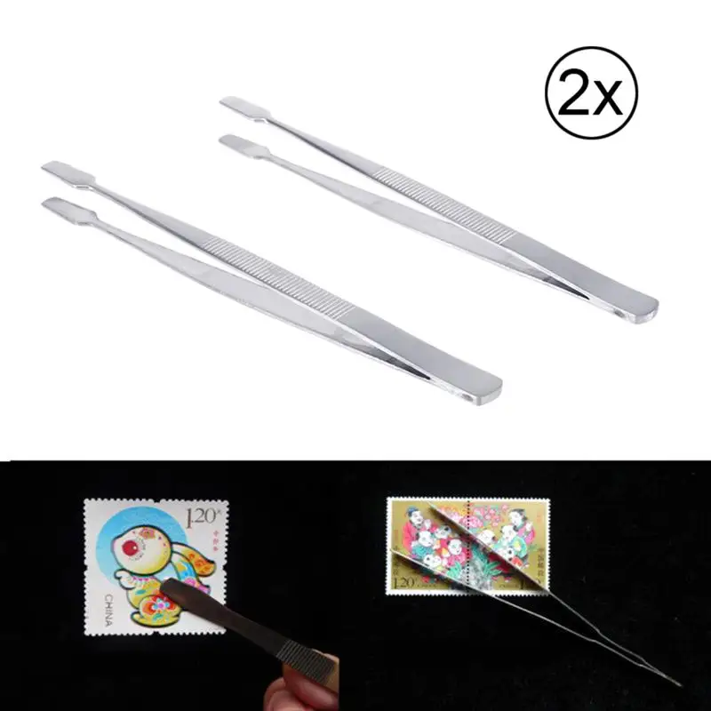 Tweezer Tool Stamp Tweezers 2pcs Philately Round Postage Stamps Collector Stainless Steel