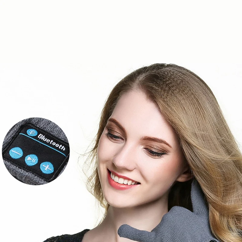 Хит, перчатки с Bluetooth для звонков, женские, мужские, зимние, вязаные, теплые, унисекс, для разговора и сенсорного экрана, перчатки для мобильного телефона